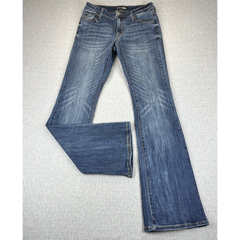Bootcut Flare Jeans Women 7/27X34 mid rise whiskered medium wash Fashion Nova
